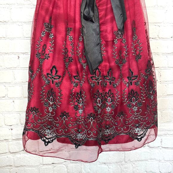 Sequin Hearts Jrs Burgundy Satin Halter Dress Sz 9 Tulle Layers Whimsigoth Fairy - Picture 7 of 12